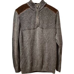 EUC Cambridge Dry Goods Gray and Brown Zip-Up Sweater